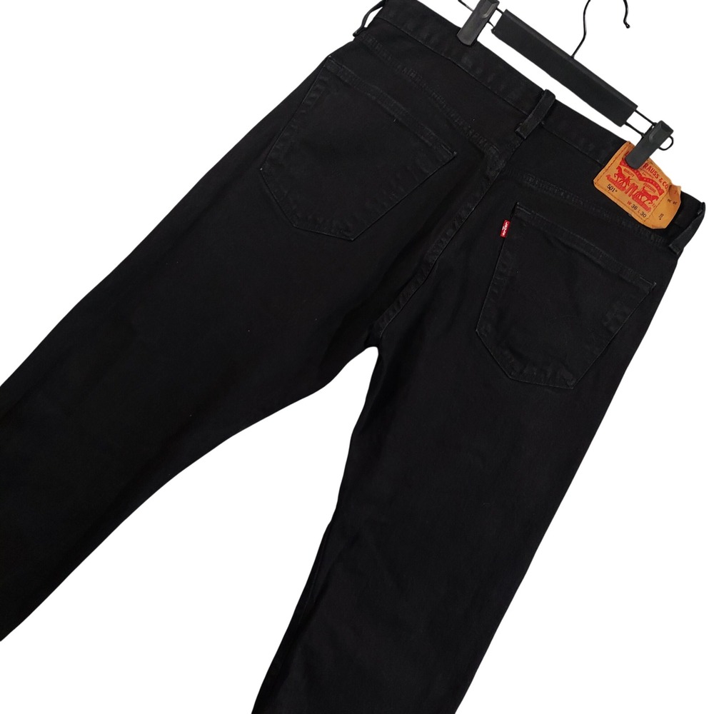 Levi's 501 Original Jeans Men 36x30 Black Button Fly Straight Leg Denim